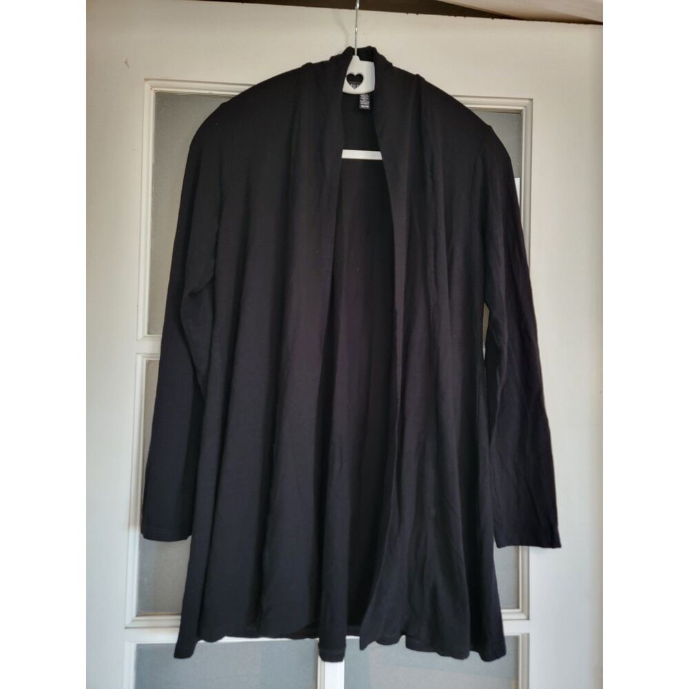 Eileen Fisher Open Front Draped Stretch Cardigan Black XS